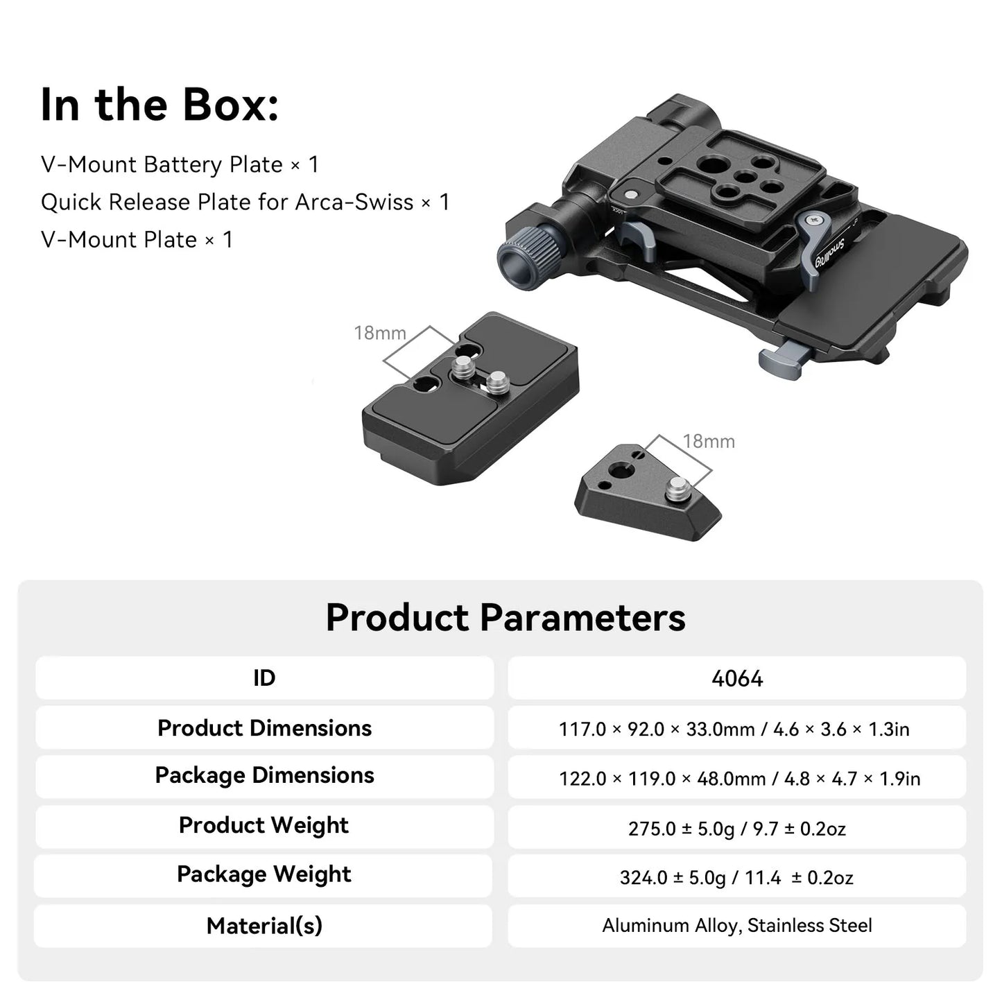 Compact V Lock Battery Mount with Arca Support