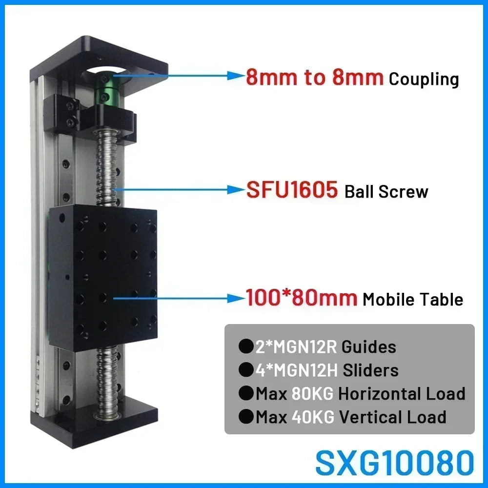 100x80mm CNC Ball Screw Sliding Table 300mm