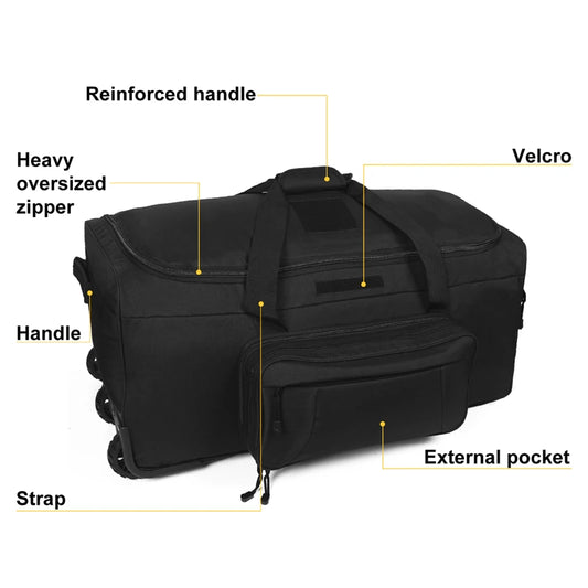 Large 124L Woodland Camo Luggage Duffel with Wheels