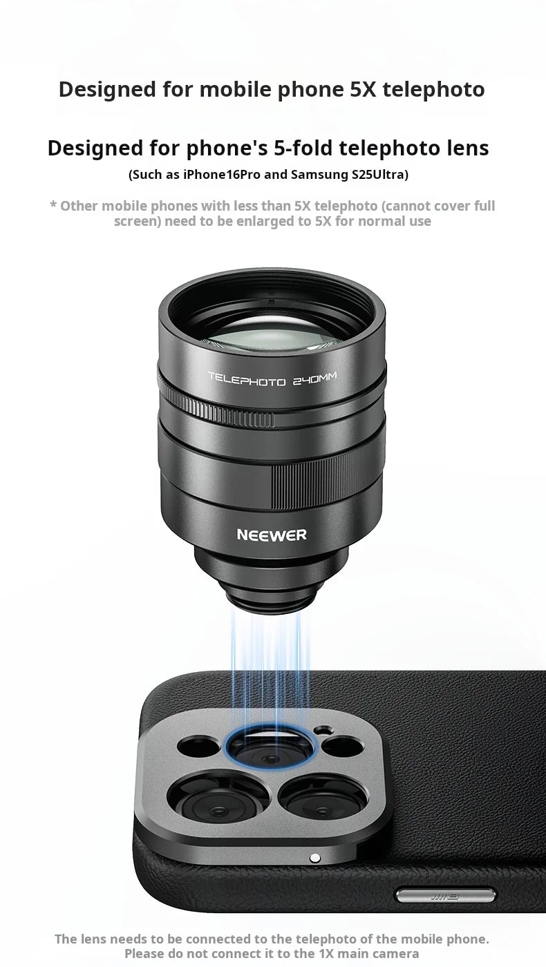Two Times Telephoto Lens Clip On for Smartphone Photography