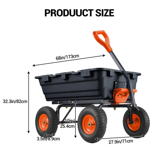 Heavy-Duty 900lb Garden Cart with Rotating Handle