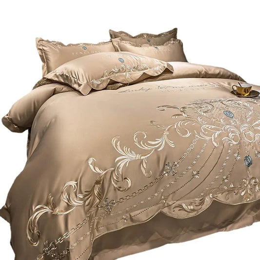 European 4-Piece Cotton Bed Sheet Set Ice Silk Quilt