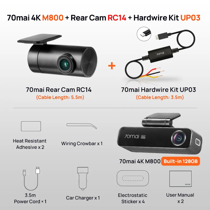 4K Car Camera Bundle with GPS and 128GB