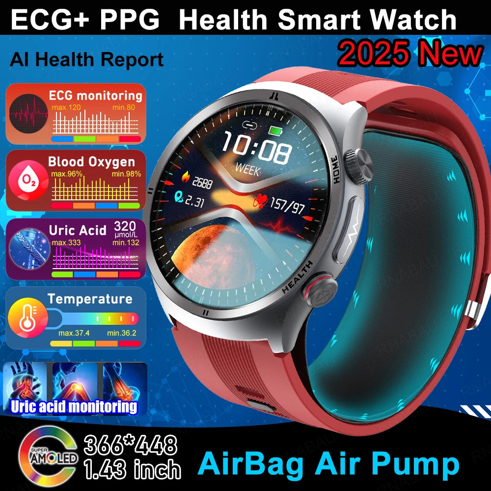 Red Airbag Smart Watch Heart & Health Tracker
