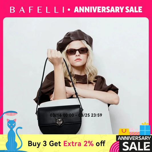 Luxury Leather Saddle Bag Stylish Casual Handbag