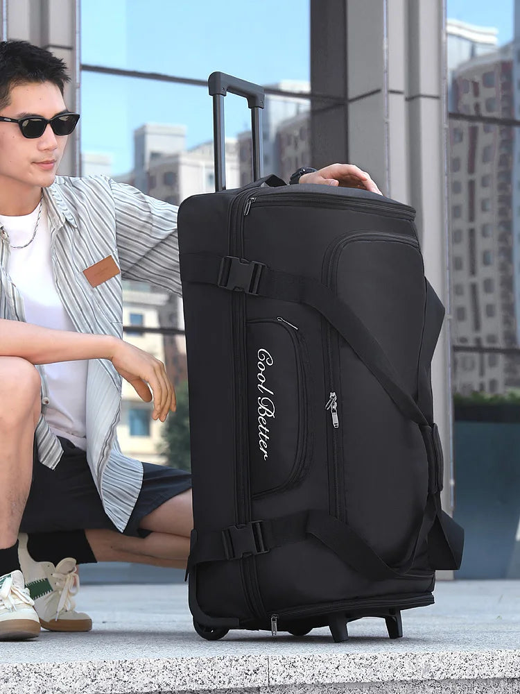 Black Travel Bag with Shoulder Straps 32–34inch