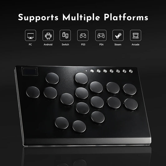 Large Metal Leverless Arcade Fight Stick Controller Black