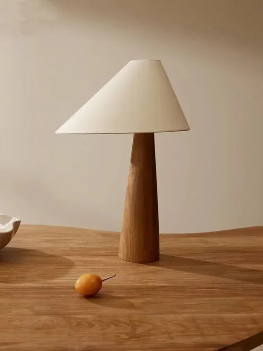 Wooden Bedside Desk Lamp with Crisp White Glow Lighting