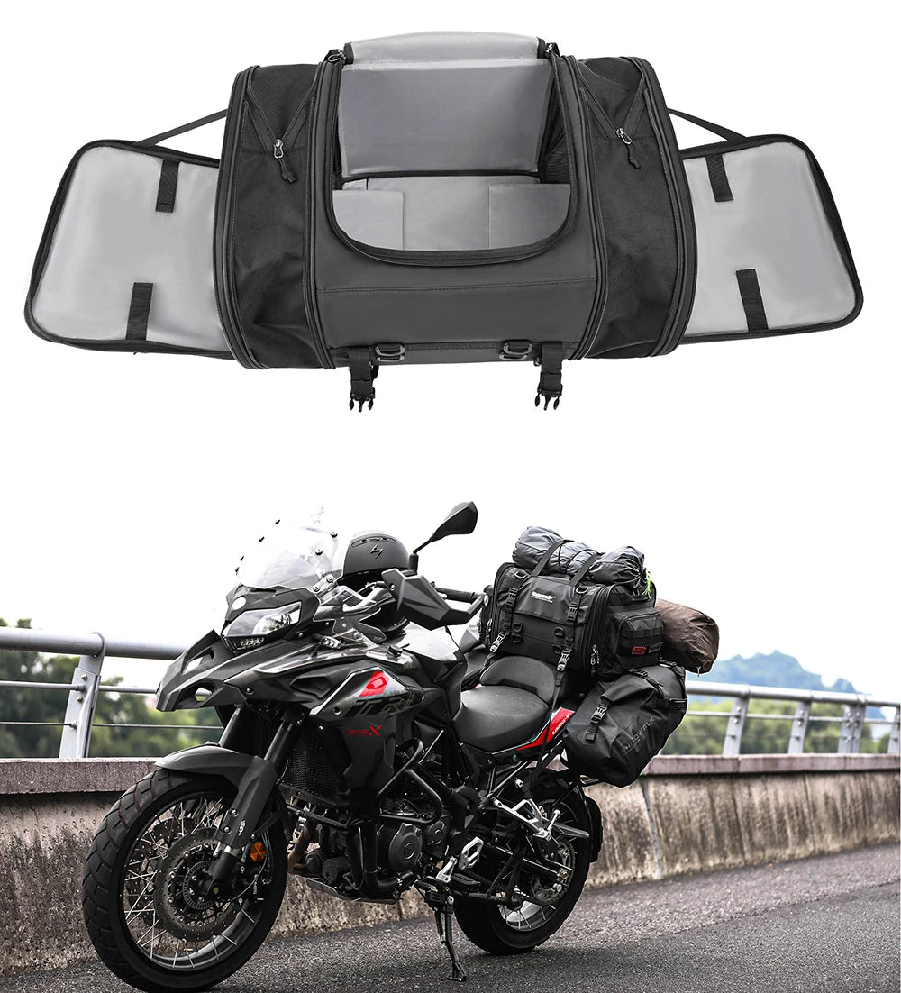 Waterproof Motorcycle Rear Seat Bag Expandable 19L to 45L
