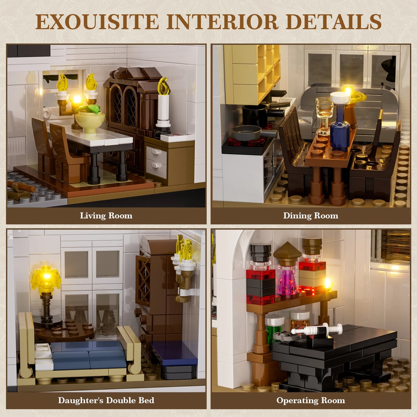 Vintage Architecture Building Blocks Medieval Cottage DIY Construction Kit