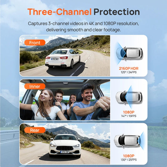 Front 4K plus Interior 1080p Dash Cam
