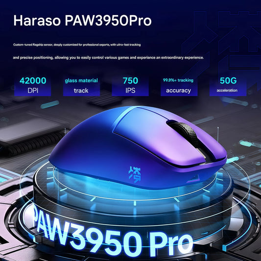 Lightweight Gaming Mouse PAW3950 Sensor 8K Wireless Blue