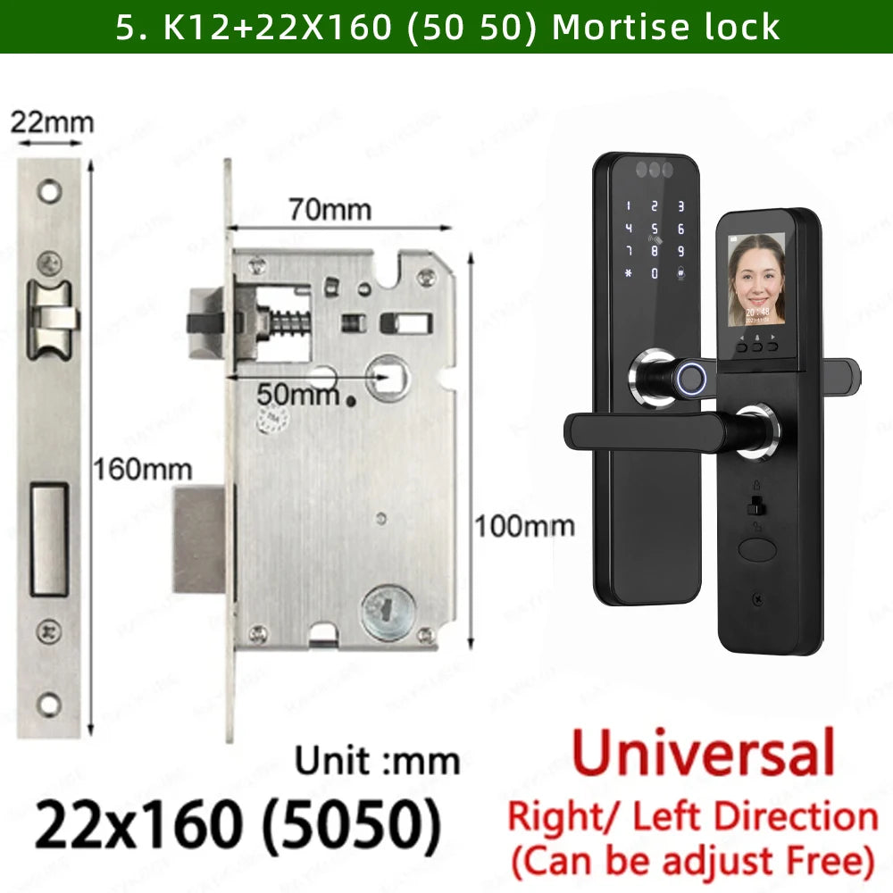 Electronic Door Lock 22x160 with Face Recognition & App Control