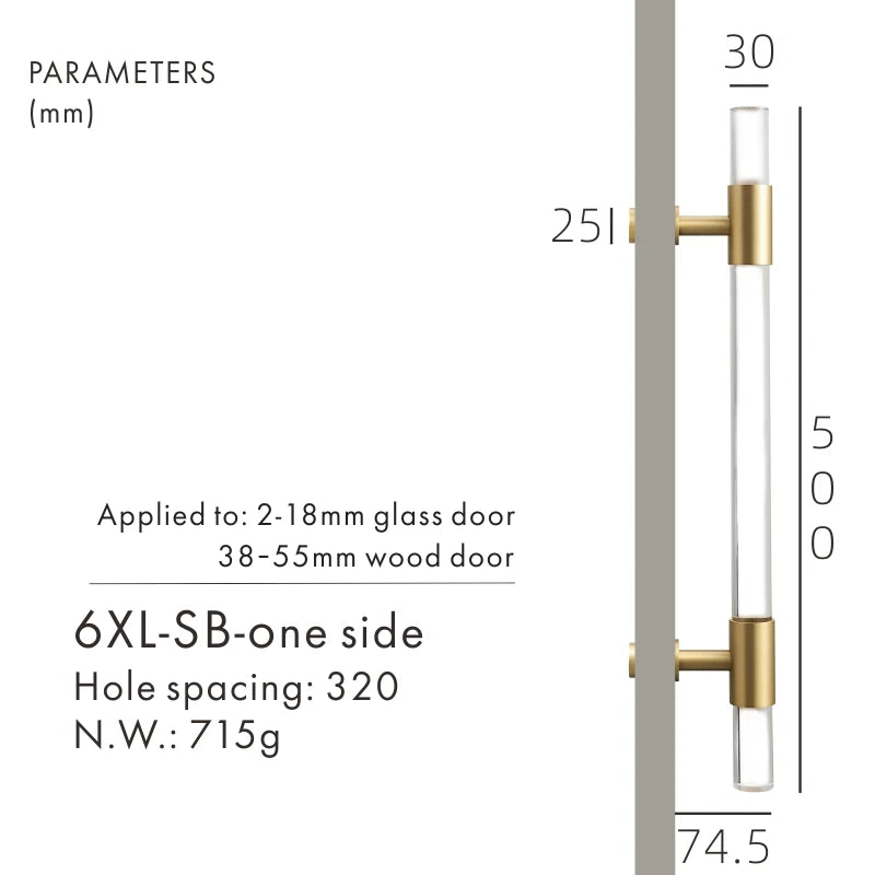 Brass Door Handle Matt Gold Pull Handle Double Door P1-SB-6XL