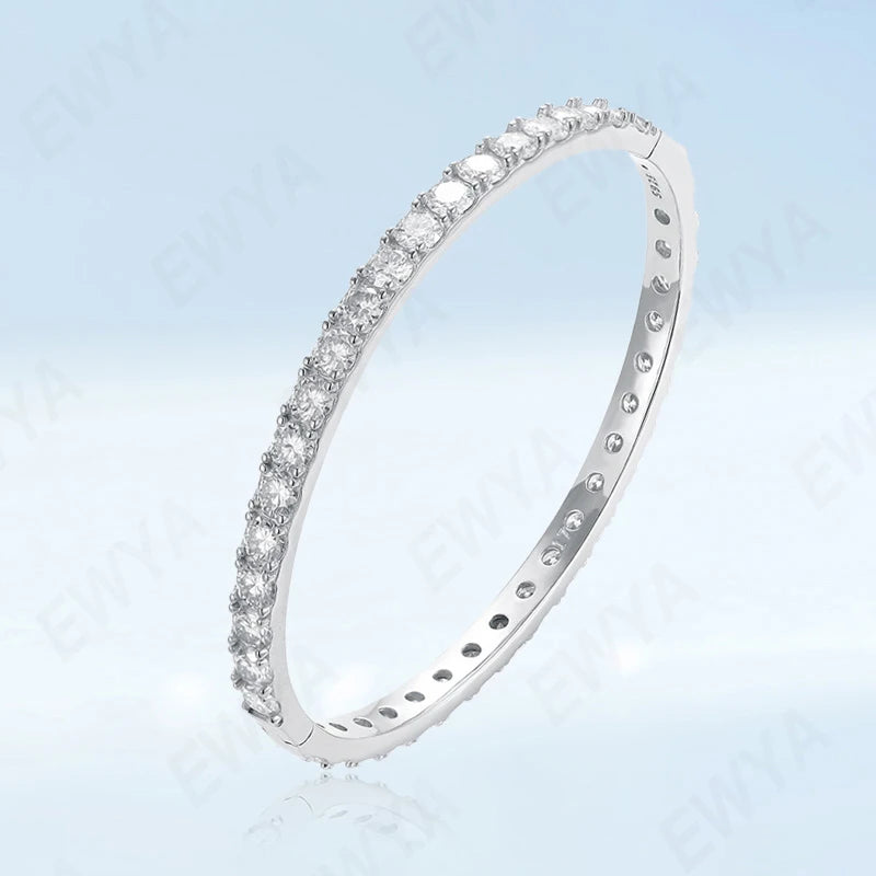 D-Color 0.3CT Moissanite Silver Bangle 18cm