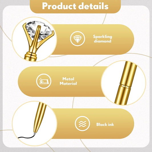 100Pcs Gold Metal Diamond Pens Bridal Shower Gifts