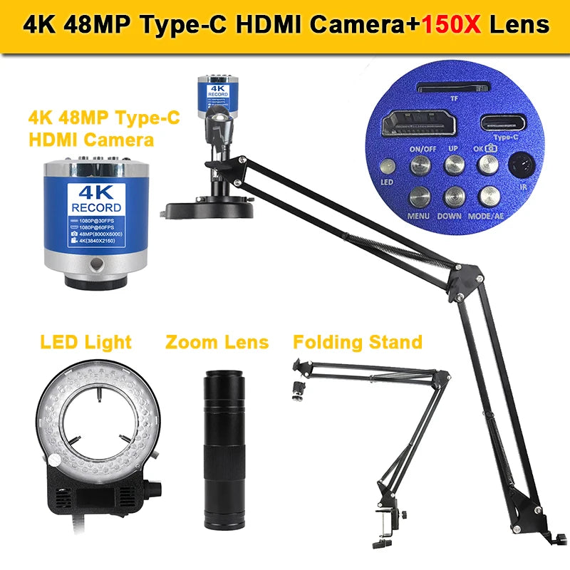 Industrial Microscope A Set HD 1080P Camera