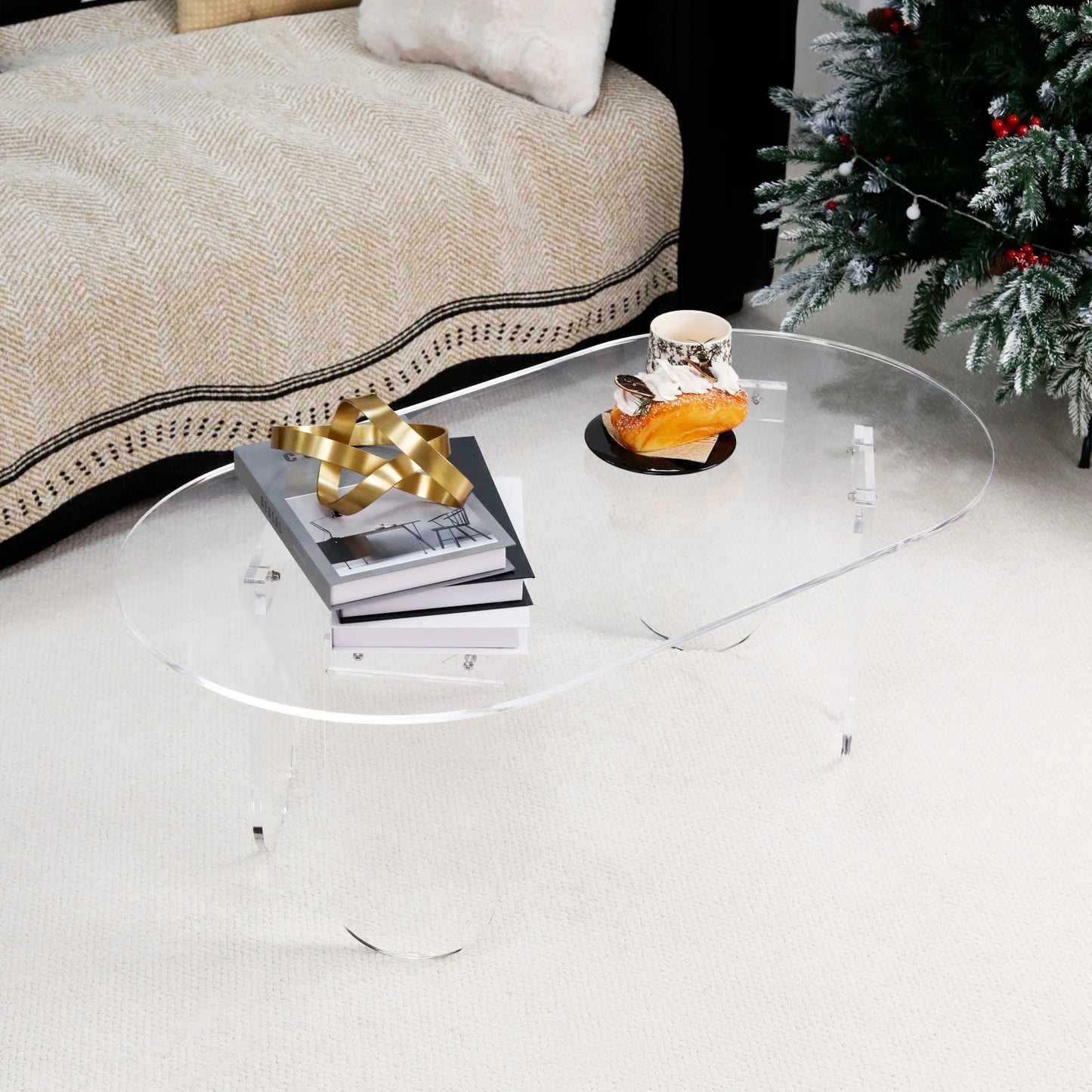Clear Acrylic Coffee Table Shatterproof Modern Accent Table