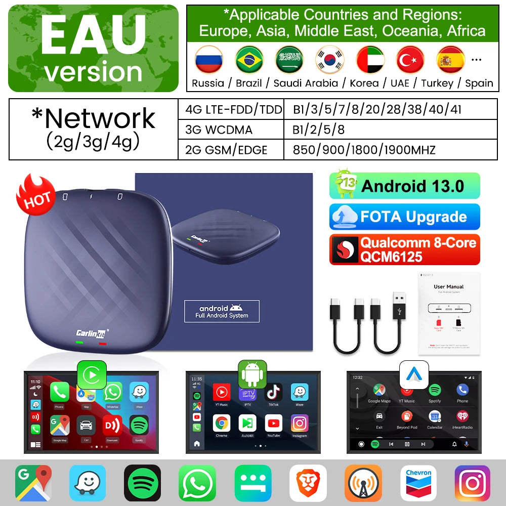 Smart CarPlay Android Auto Box 64/128GB WiFi