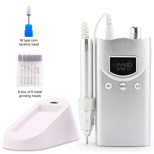 85W Cordless Nail Drill 35000RPM Rechargeable Silver