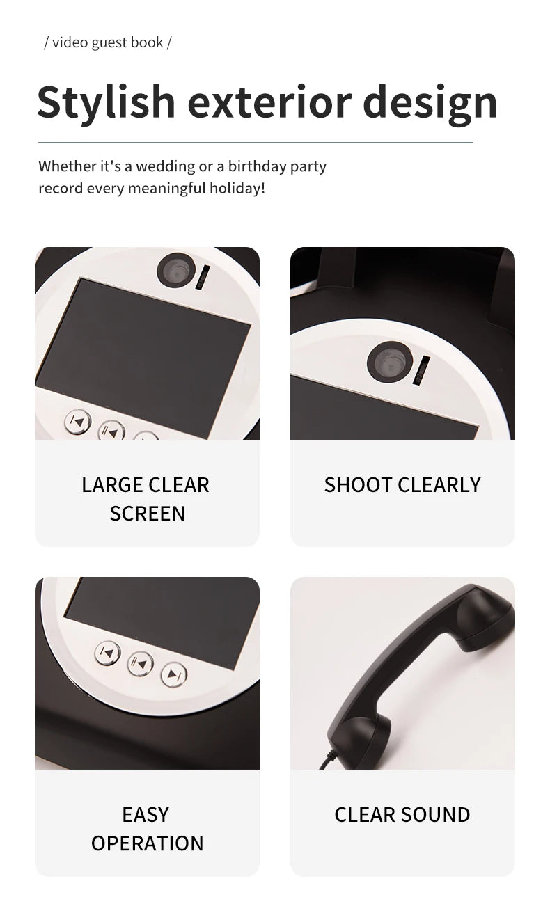 Wedding Video Guestbook Phone for Party and Banquet Wishes White