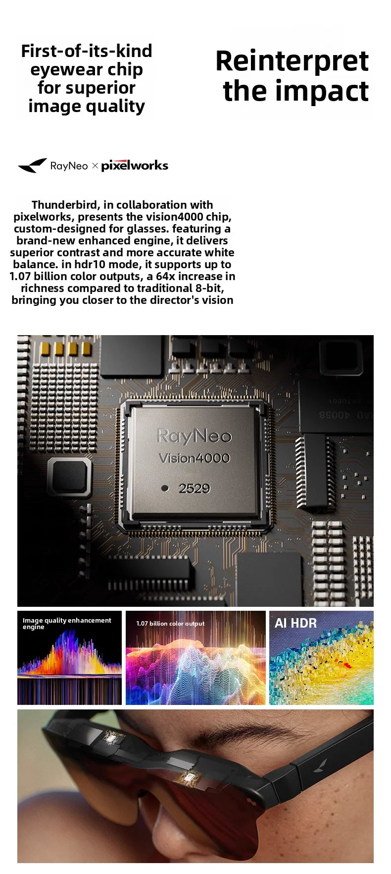AR Video Glasses with HDR10 Private Cinema Display