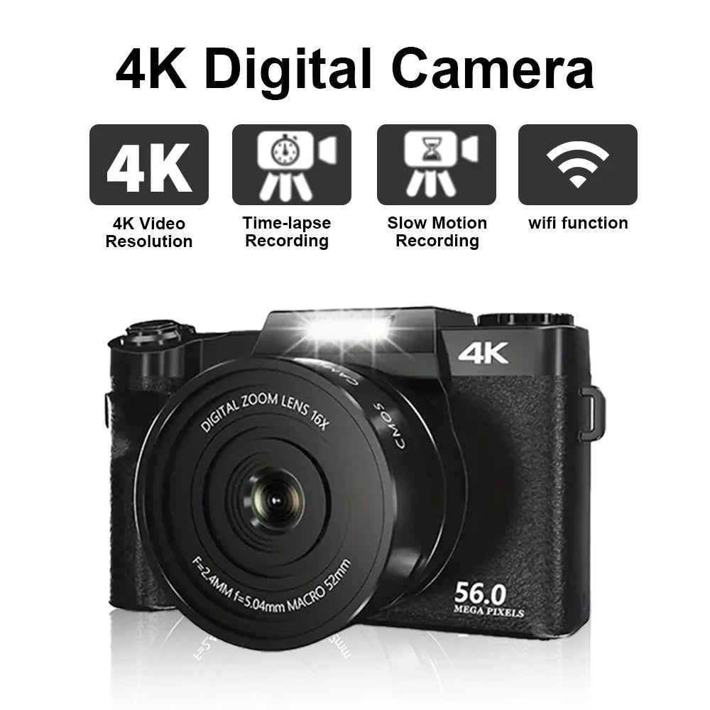 Portable 4K Vlogging Camera with 48MP Sensor & Digital Zoom