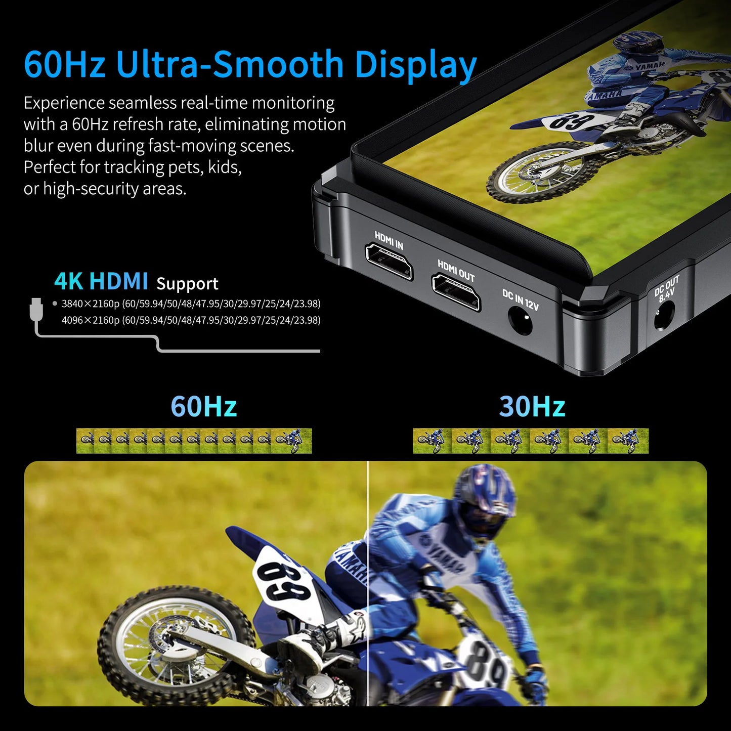 6 Inch 4K HDMI Camera Monitor 1200nit High Bright Lightweight