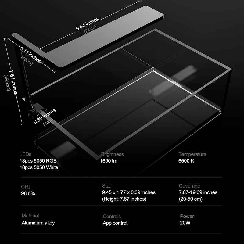 Nano LED Aquarium Light Full Spectrum App Control