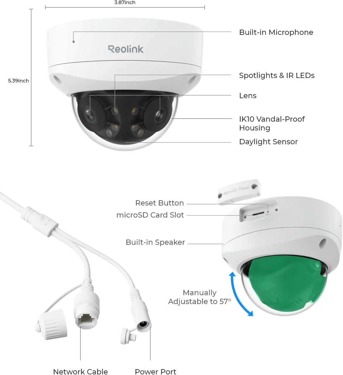 8MP 4K Dual Lens Security Camera 180° PoE