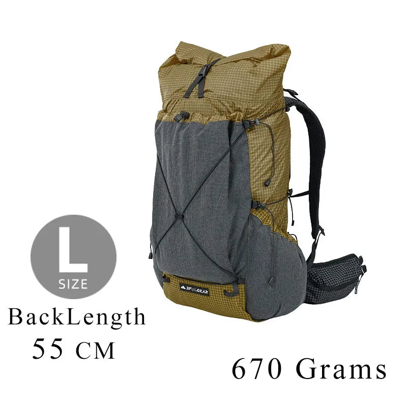 Ultralight Hiking Backpack 670g Waterproof Large Khaki