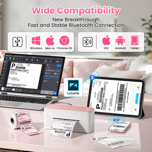 Portable Bluetooth Thermal Label Printer 4x6 Shipping Labels