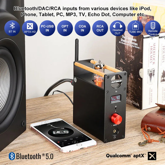 Bluetooth Tube Preamp with USB DAC and Headphone Amplifier