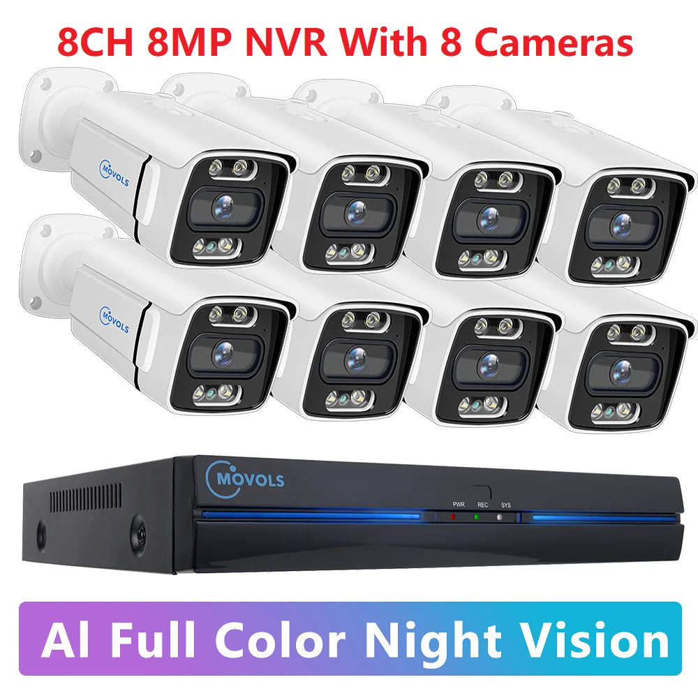 8 Camera 8MP Security System PoE NVR 1TB