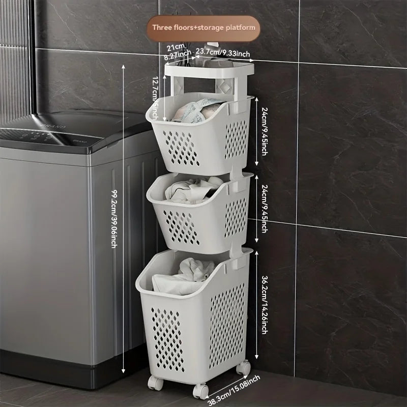 Portable Rolling Storage Basket for Clothes and Sundries