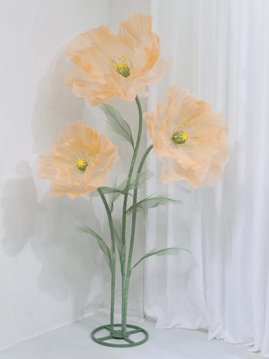 Artificial Poppy Flower Stem Wedding Home Decoration orange