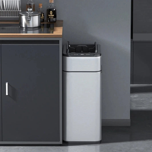 White 15L Touchless Trash Can with Intelligent Lid