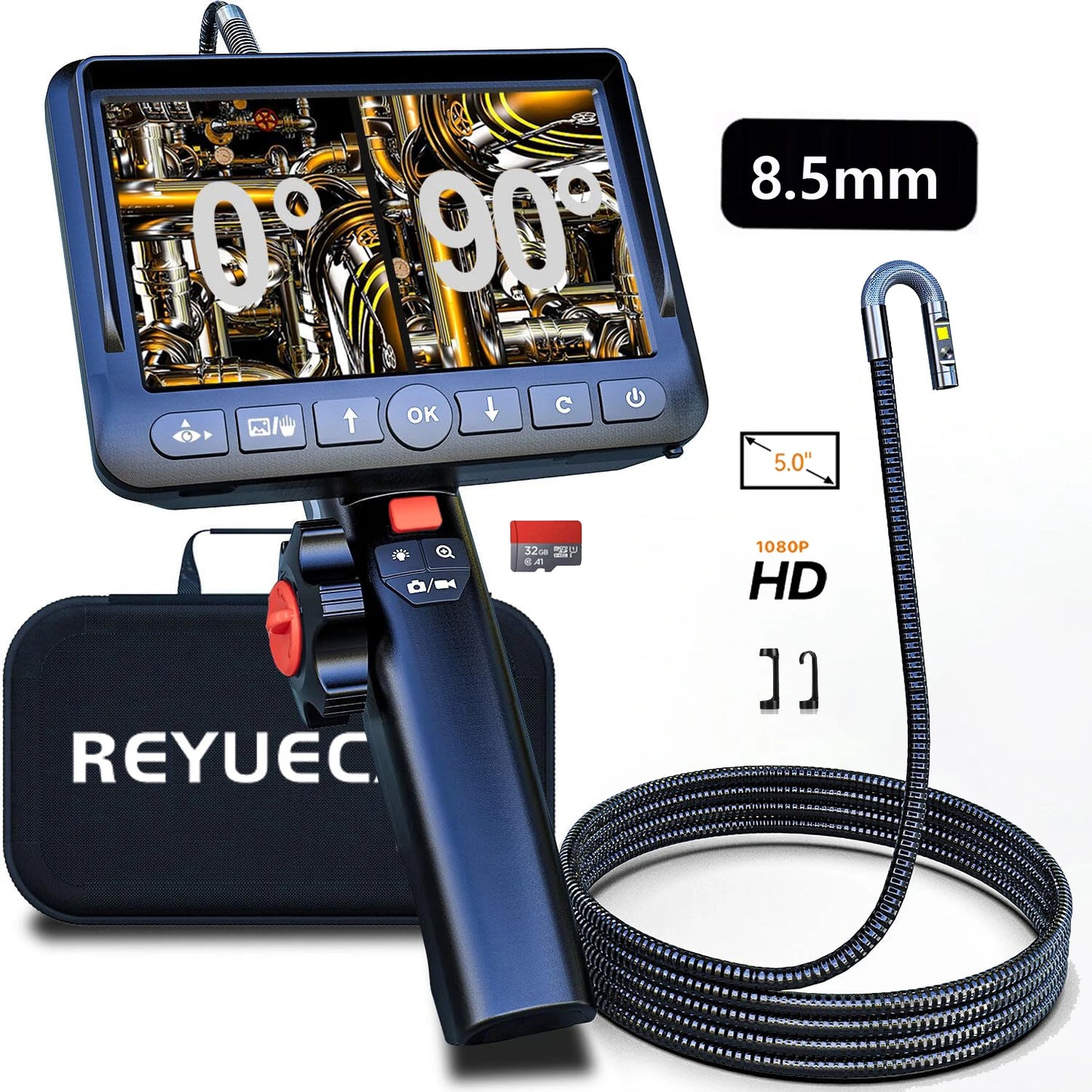 8.5mm Dual Lens Endoscope Camera with LED Lights
