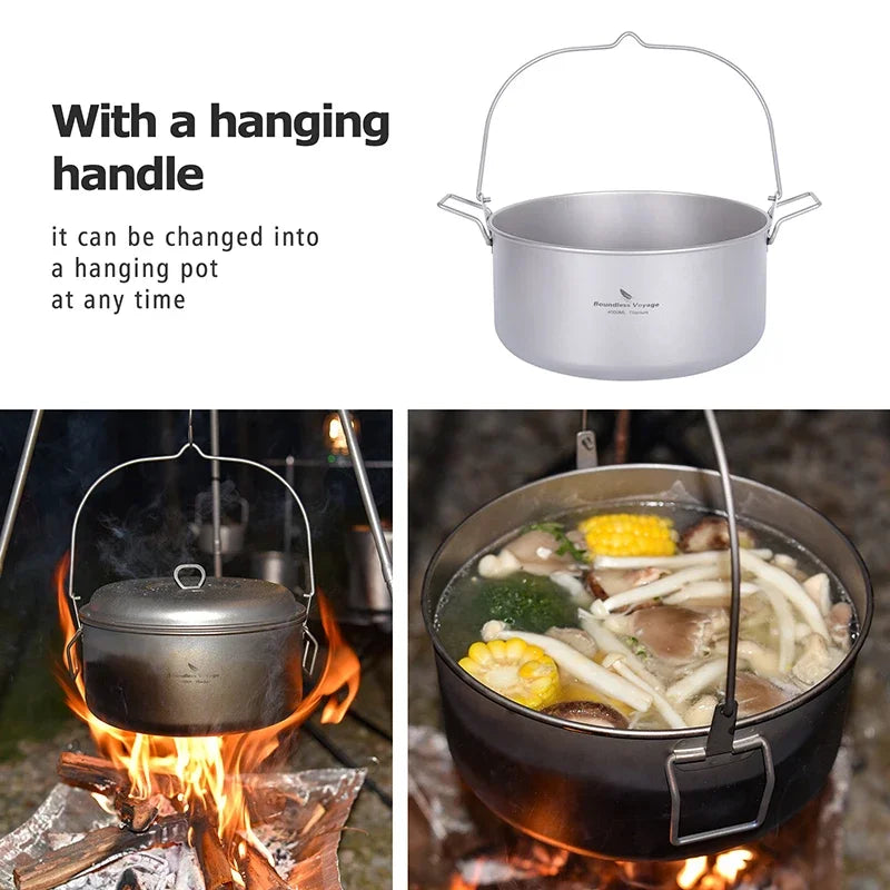 4.5L Titanium Soup Pot Outdoor Camping Cookware