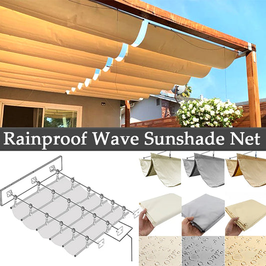 Milky 3x5m Retractable Outdoor Wave Awning Canopy with Pipes