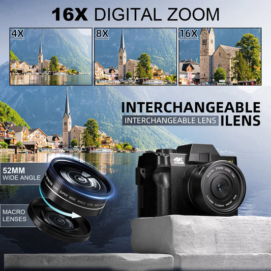 Compact 4K Camera with 48MP and WiFi Features