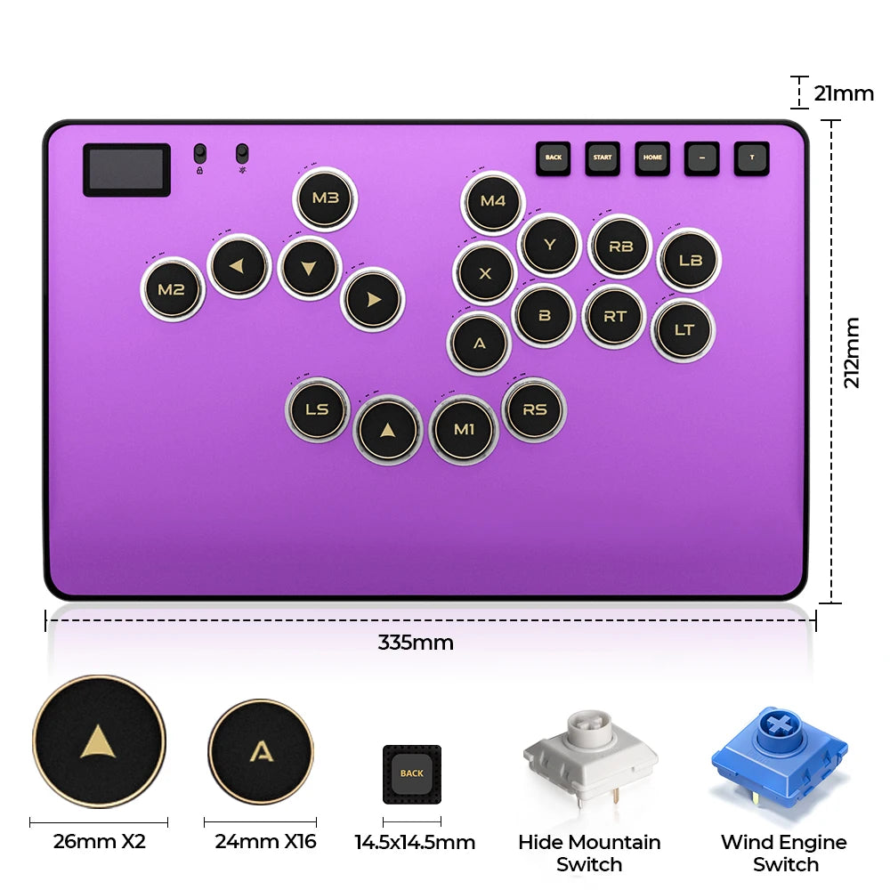 Magnetic Leverless Arcade Controller CNC Aluminum Purple