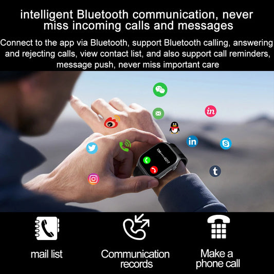 Red Smart Watch with ECG Blood Pressure and Bluetooth Call