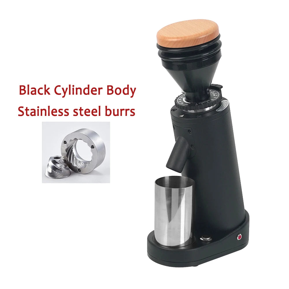 Black 40mm Stainless Steel Burr Coffee Grinder Cylindrical