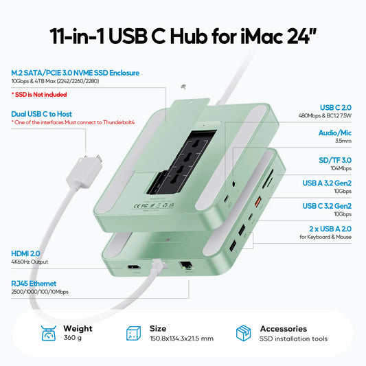 Smart iMac Hub with M.2 SSD Slot Blue