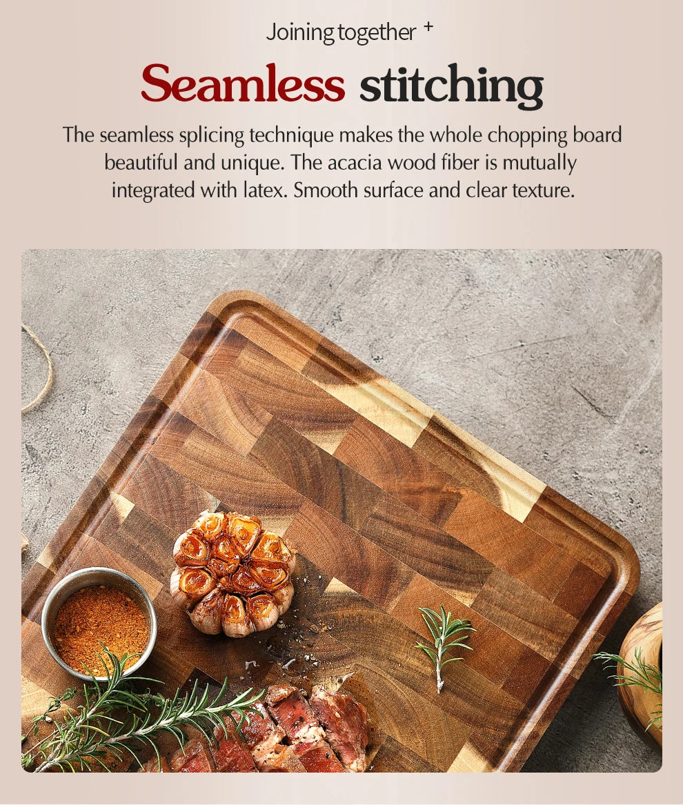 Heavy Duty Acacia Wooden Chopping Board with Juice Groove