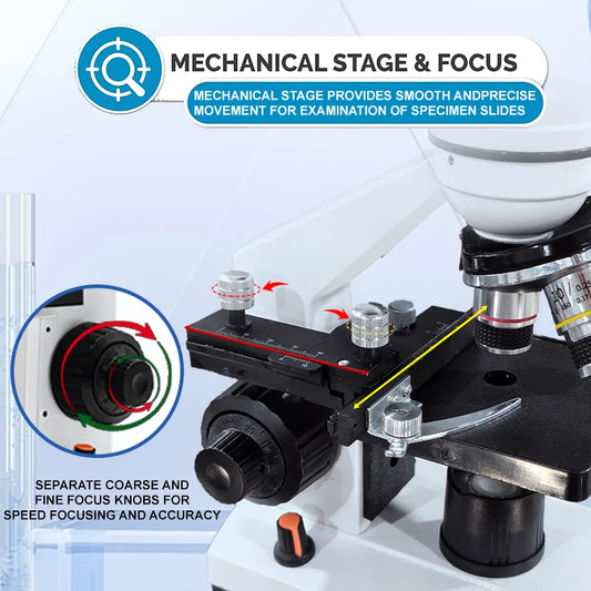 HD Binocular Microscope 40X to 5000X for Lab and Study