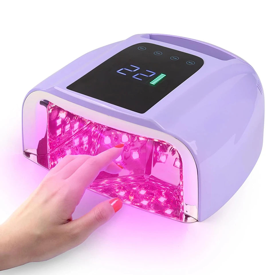 96W Rechargeable UV LED Nail Lamp Portable Light Purple