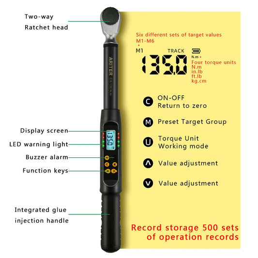 High Torque 17–340Nm 1/2 Inch Digital Wrench LCD Display