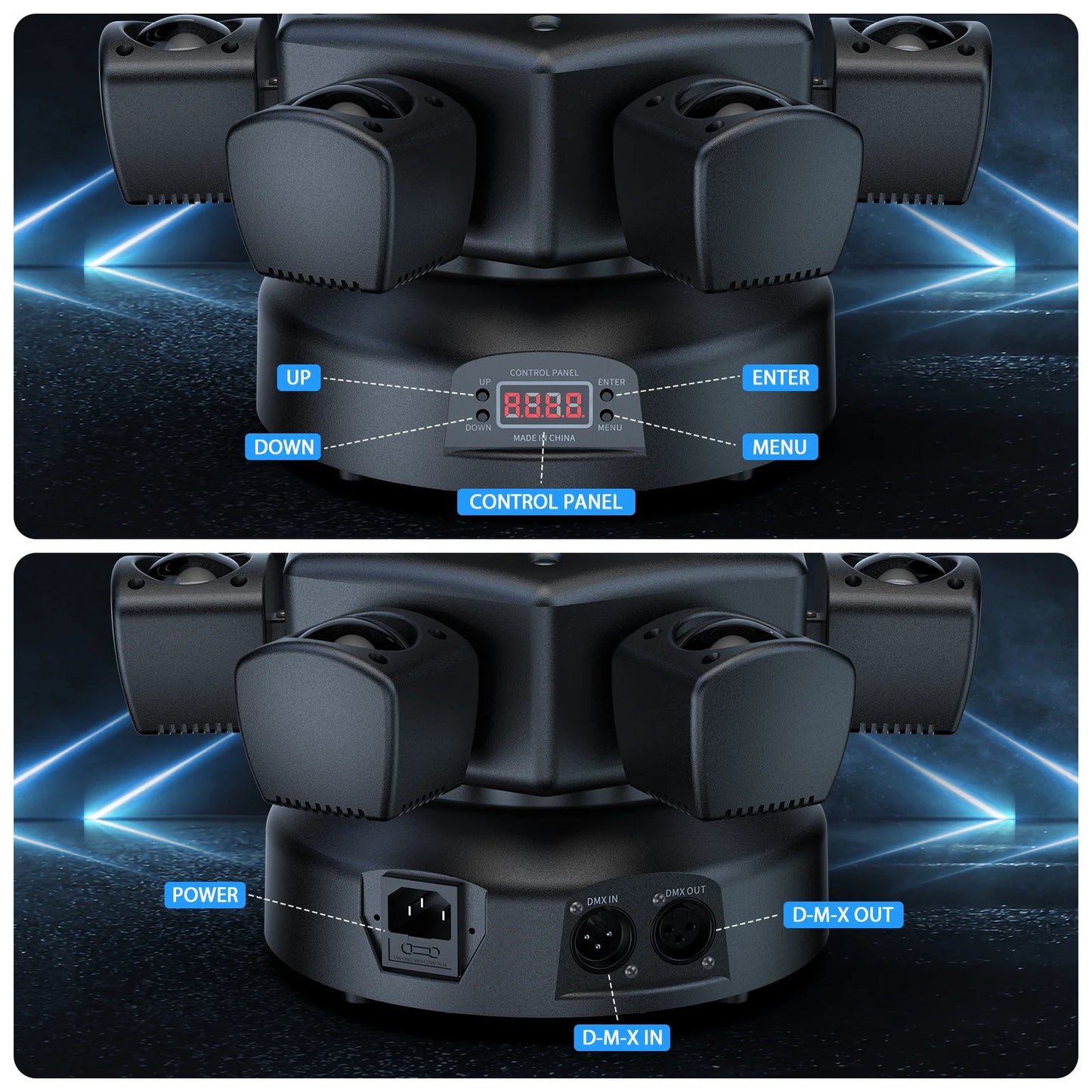 100W 6 Arm RGBW Moving Head Stage Light with Remote
